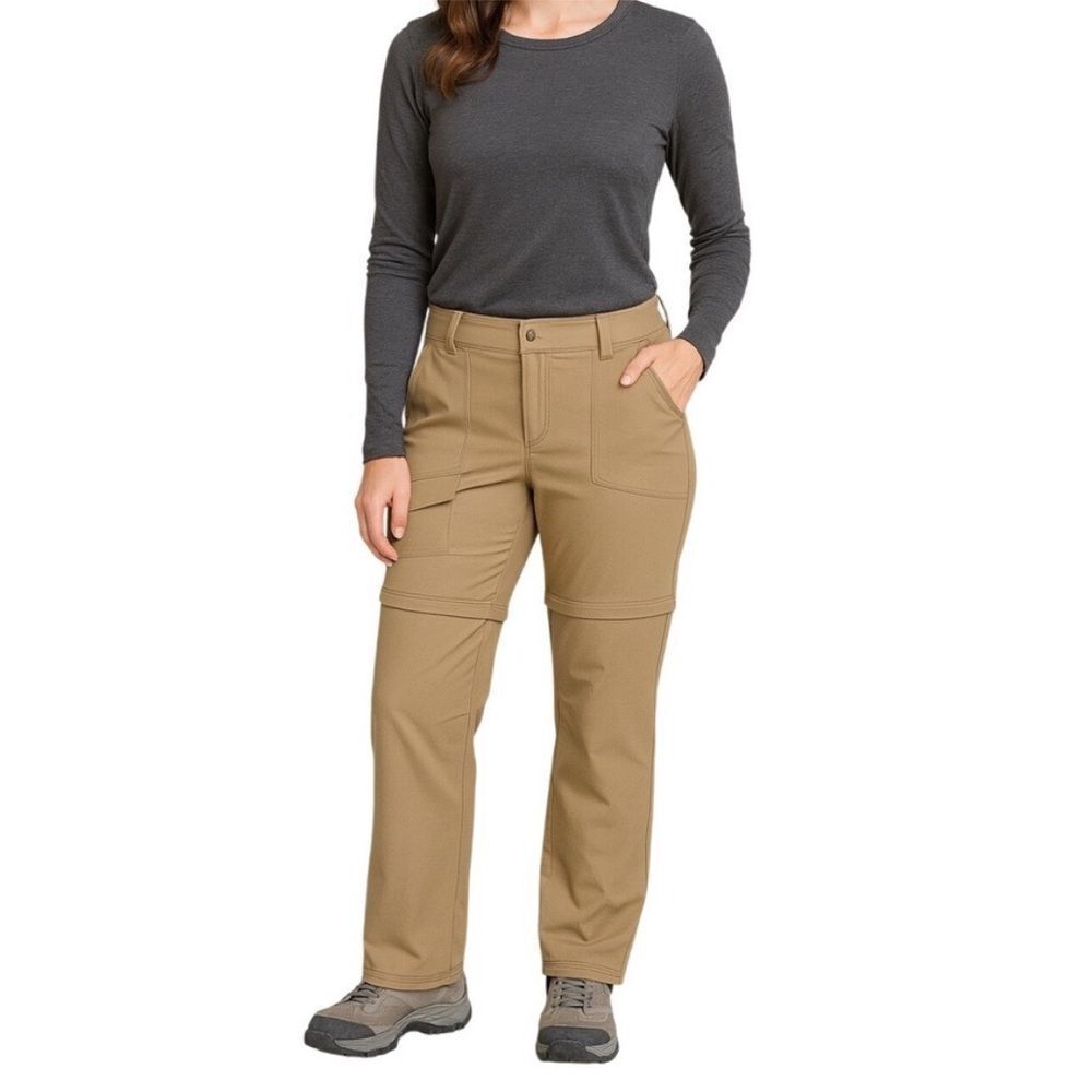 Columbia Stretch Straight Leg Convertible Zip Off Pants Beige Womens 10